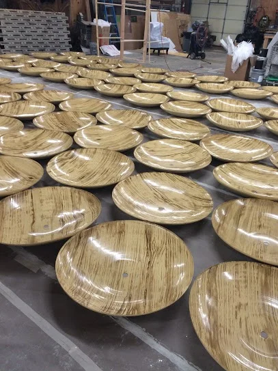Faux wood lamp shades for NY fashion week. Painted at Infinite Scenic, NJ.