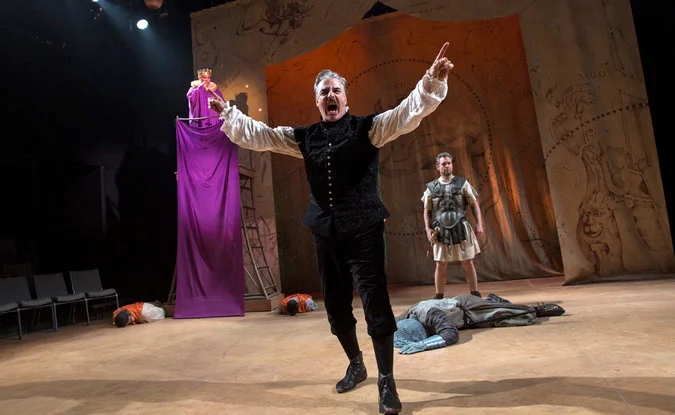 “Inked Parchment” drops for Faustus at Classic Stage Company. Designed by Tony Straiges.