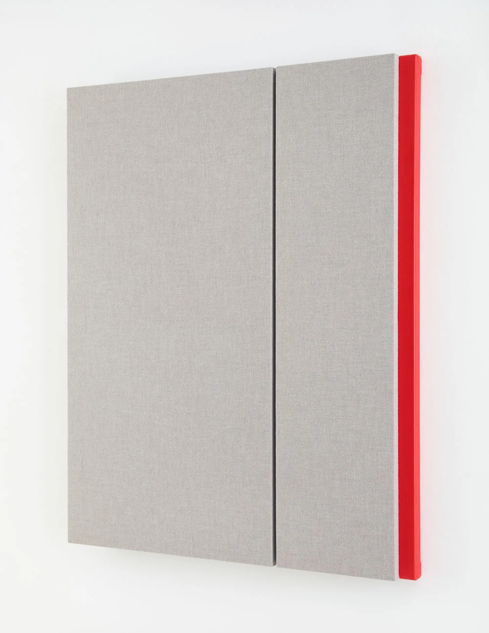 Quiet Gray with Red Reverberation #2, Acoustic absorber panel and acrylic paint on canvas 48 x 38 inches, 2014