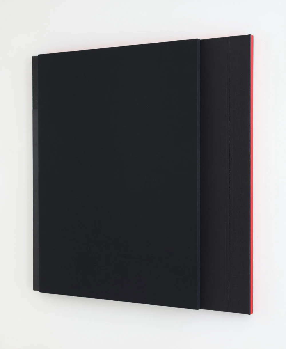 Deep Tone with Bold Double Bar Line, 2014 --Acoustic absorber panel and acrylic paint on canvas 48 x 48 inches