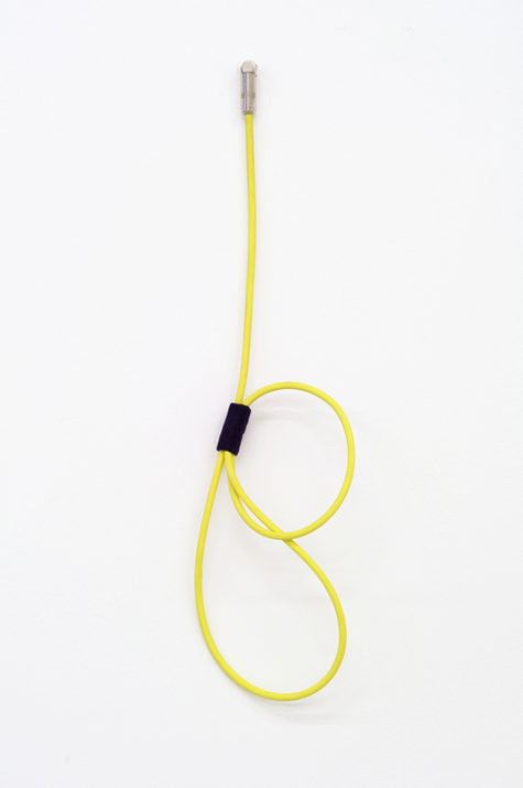   Feedback Loop- Neon Fragment #1 -  Noise canceling instrument cable, brass wire and felt.&nbsp;  18 x 8 x 2 inches, 2012     