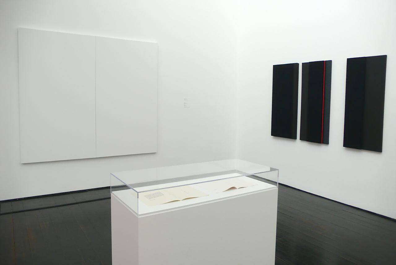  Kitchen works included in the SILENCE exhibition at The Menil Collection, Houston TX. Shown with  Robert Rauschenberg  ('White Paintings' left) and  John Cages  (4'33 Score under glass) 2012 