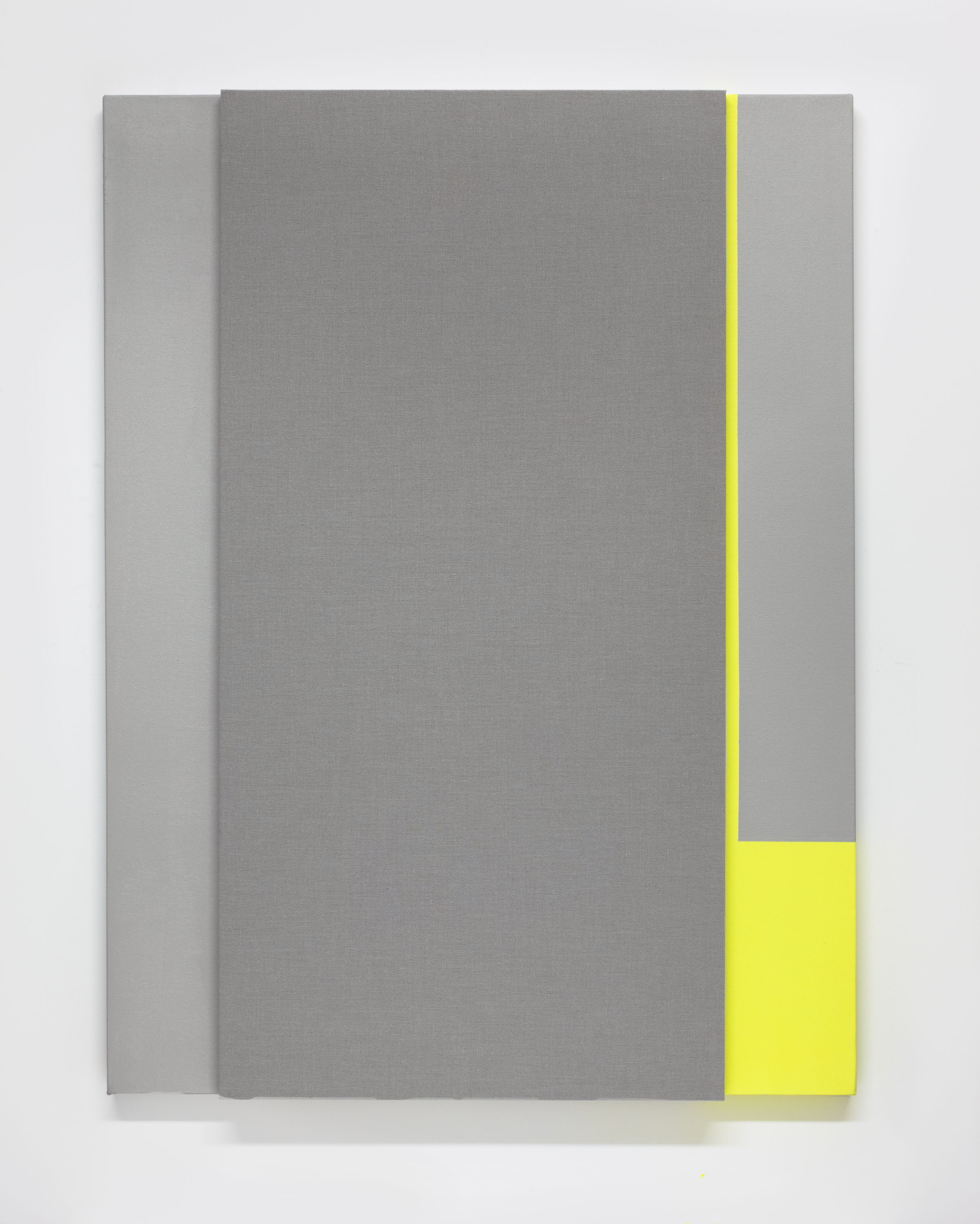  Soft Gray Tone with Reverberation #2--&nbsp;Acoustic absorber panel and acrylic paint on canvas, 36 x 48 inches each, 2013. 