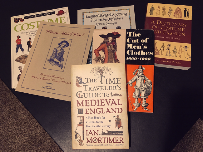 Just a few of the books I used for research. I liked them so much I bought my own copies!