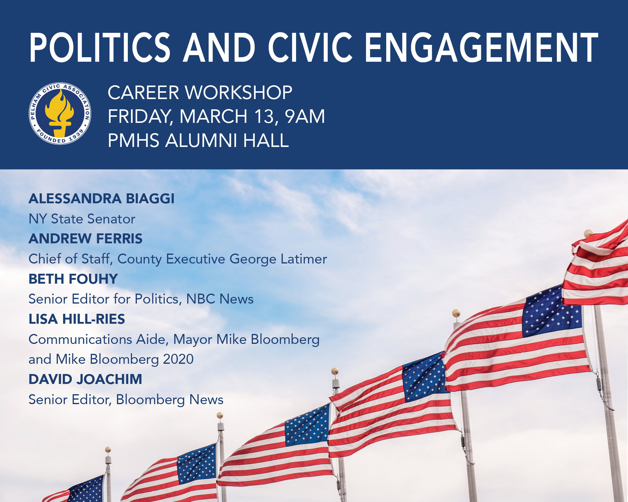 Flyer for politics and civic engagement career workshop