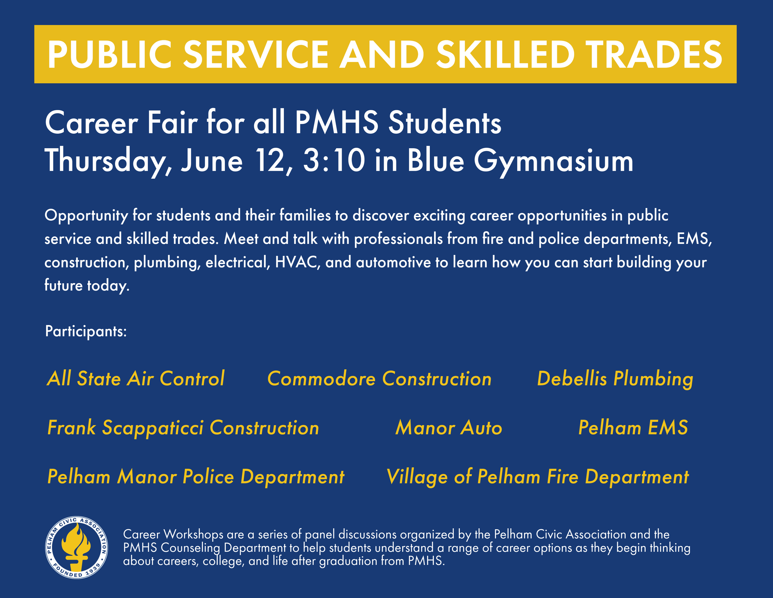 Flyer for public service and skilled trades career fair