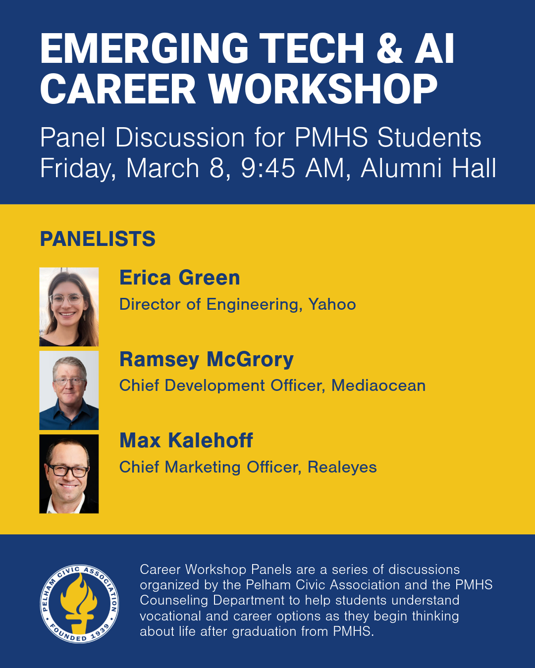 Flyer for emerging tech and AI Career Workshop