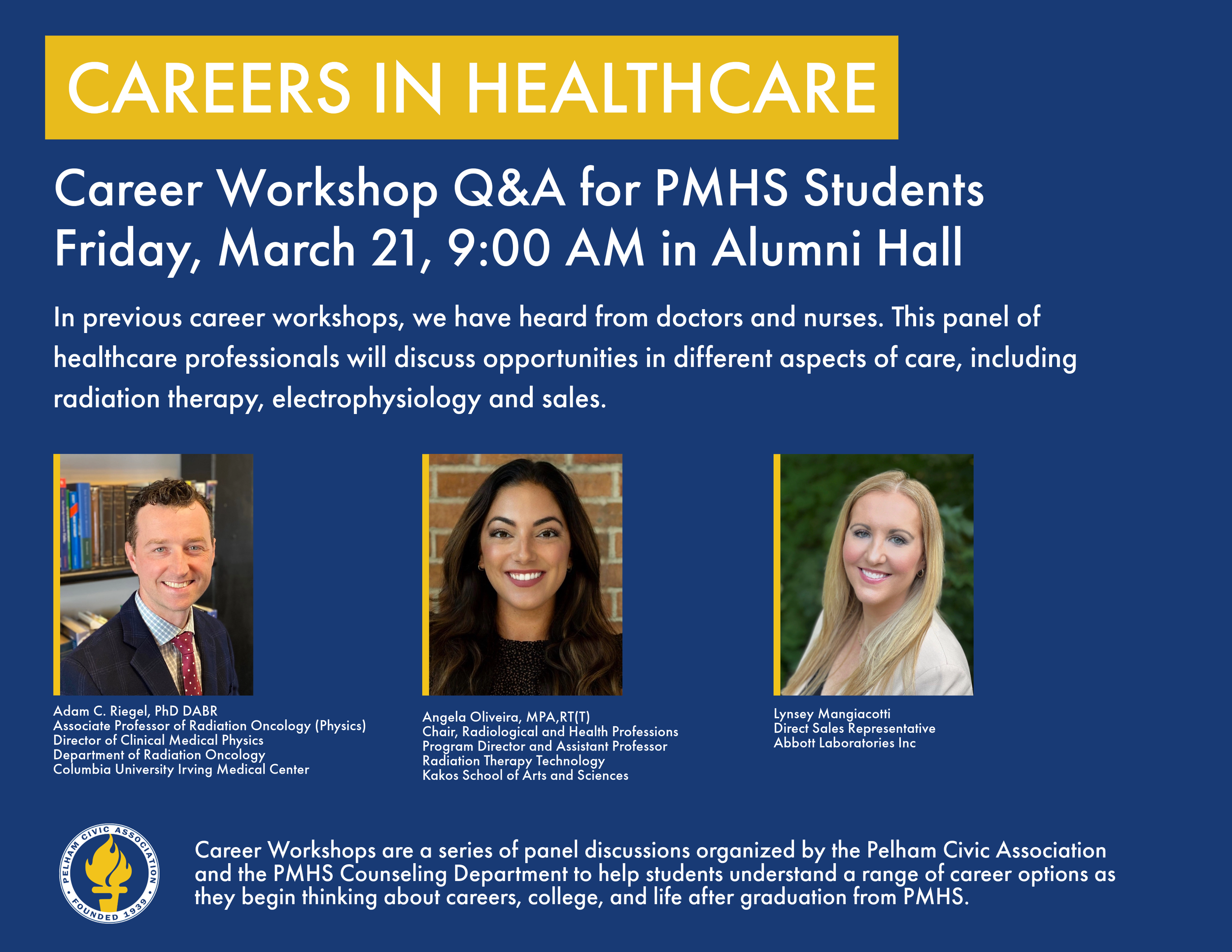 Flyer for the Healthcare Careers Workshop