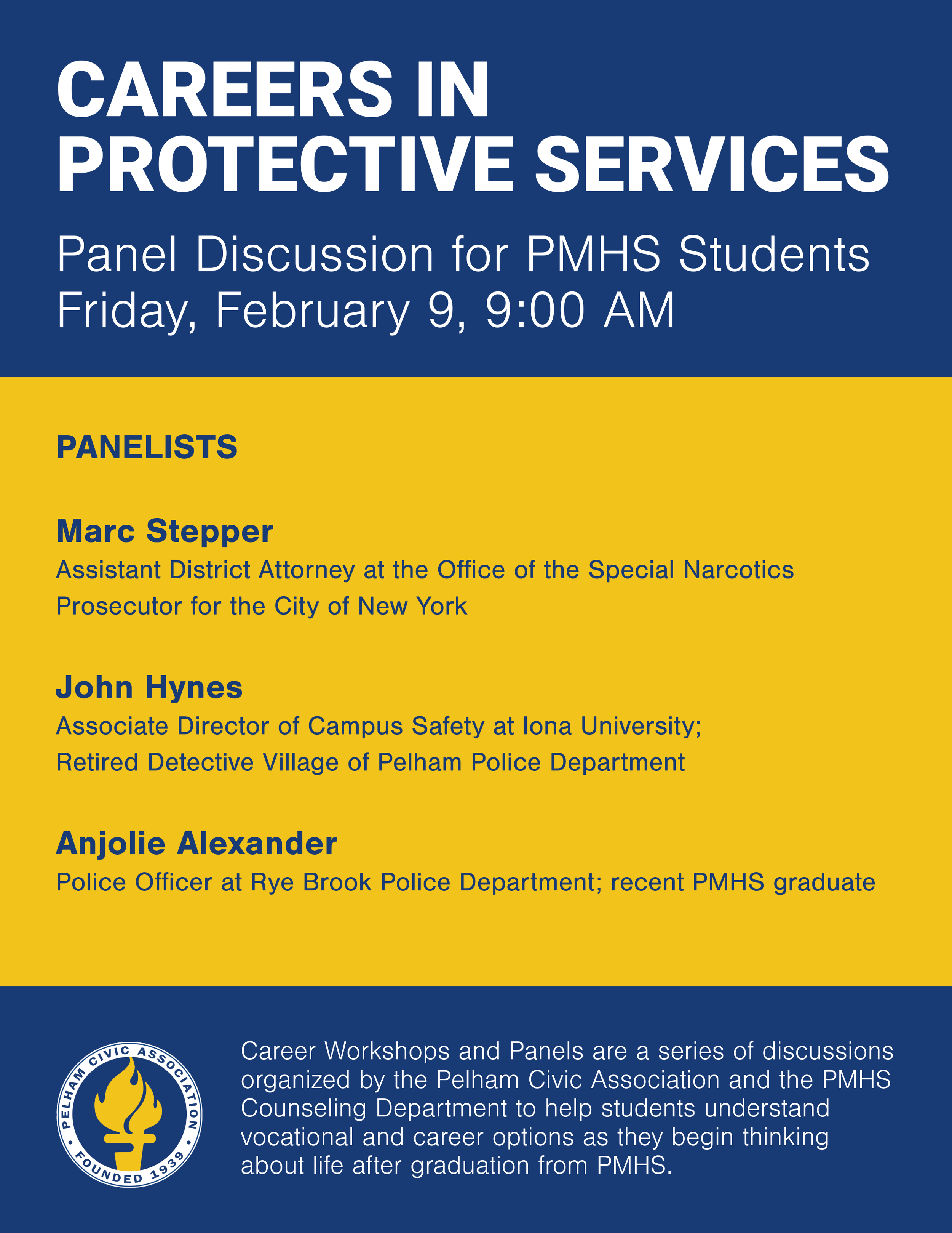 Flyer for careers in protective services workshop