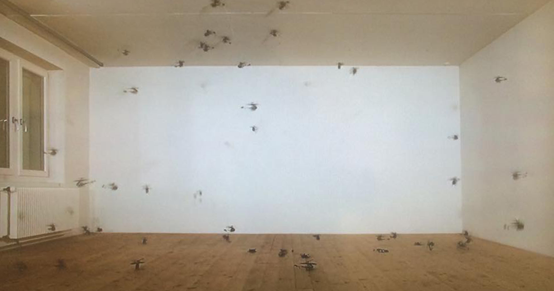   Roman Signer   56 kleine Helikopter&nbsp; (56 Small Helicopters), 2008 single channel video with sound 