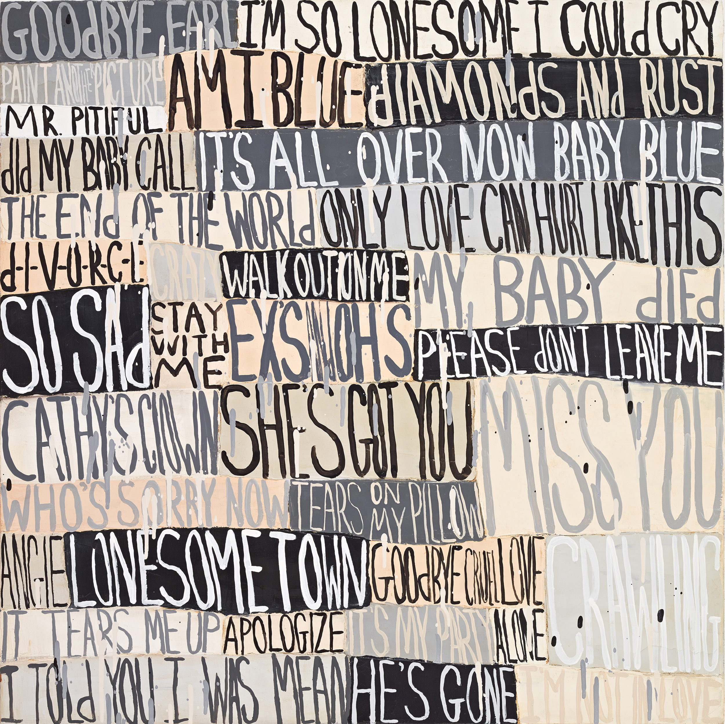 Squeak Carnwath A Little Sad , 2015 oil and alkyd on canvas over panel 30 x 30 inches 76.2 x 76.2 cm
