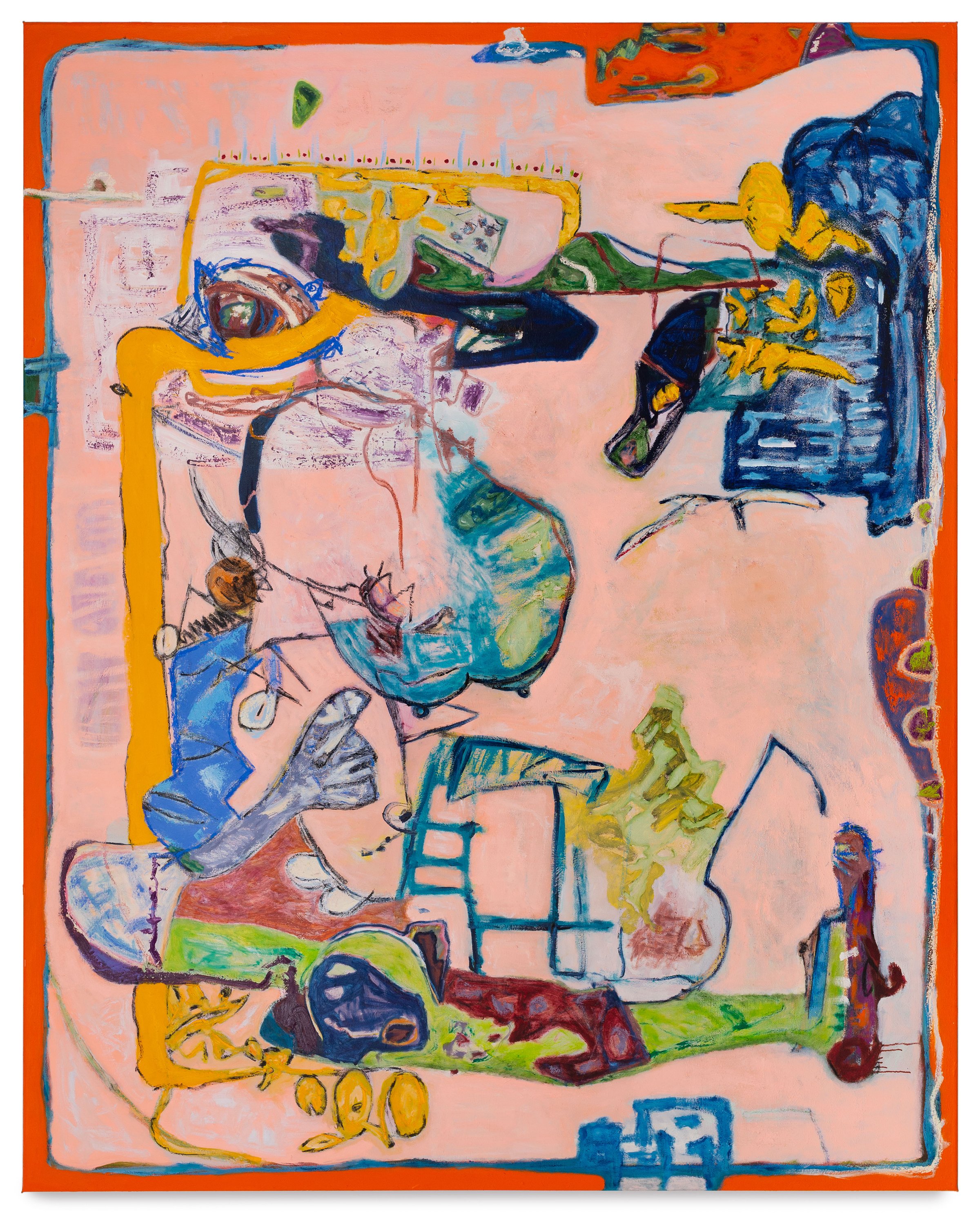   Sarah Dwyer,   Rhino Cave,  2021. Oil and pastel on linen, 98.5 x 79 inches.  