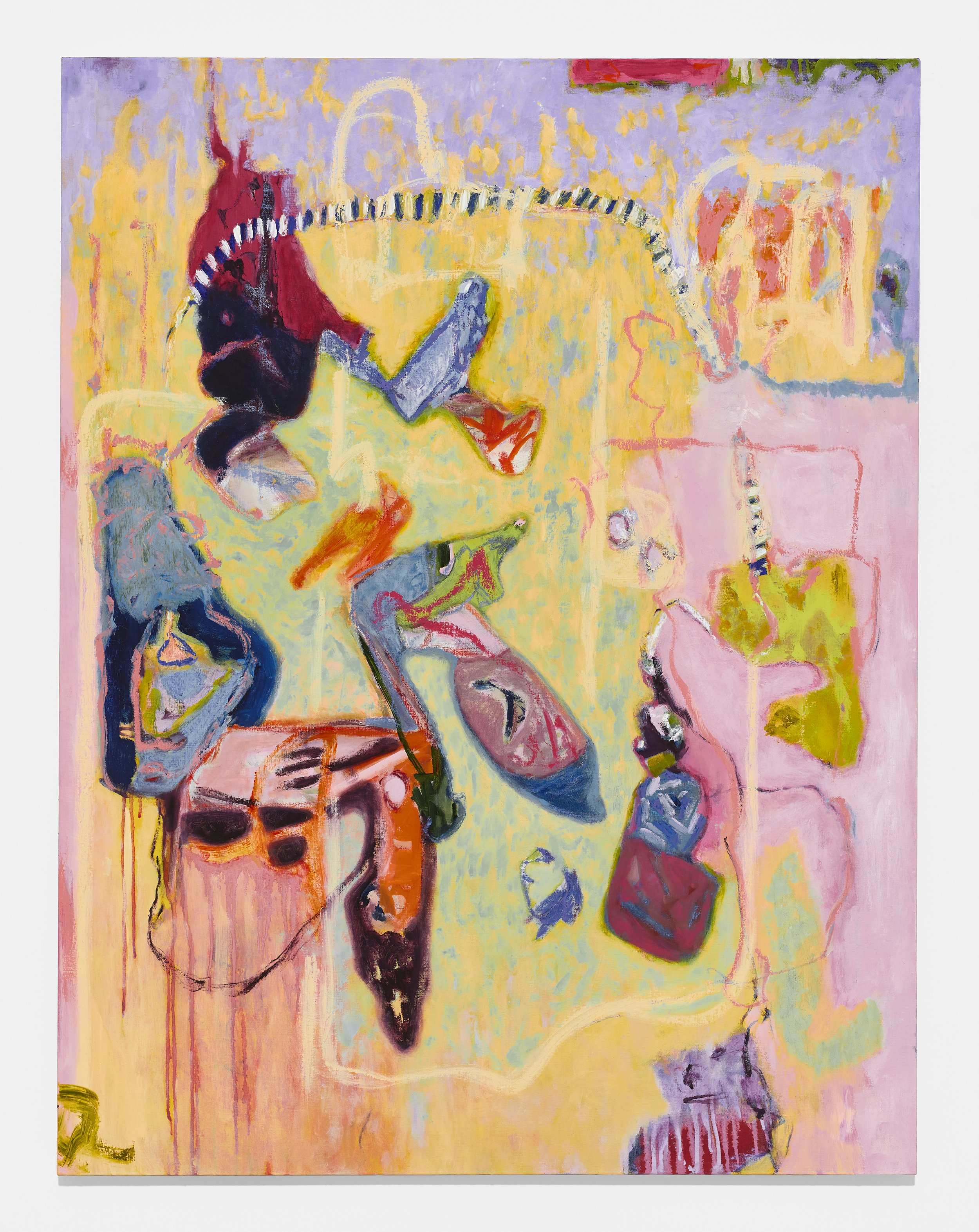   Sarah Dwyer,   Bathing on the Roof,  2023. Oil and pastel on linen, 51 x 39.5 inches.  
