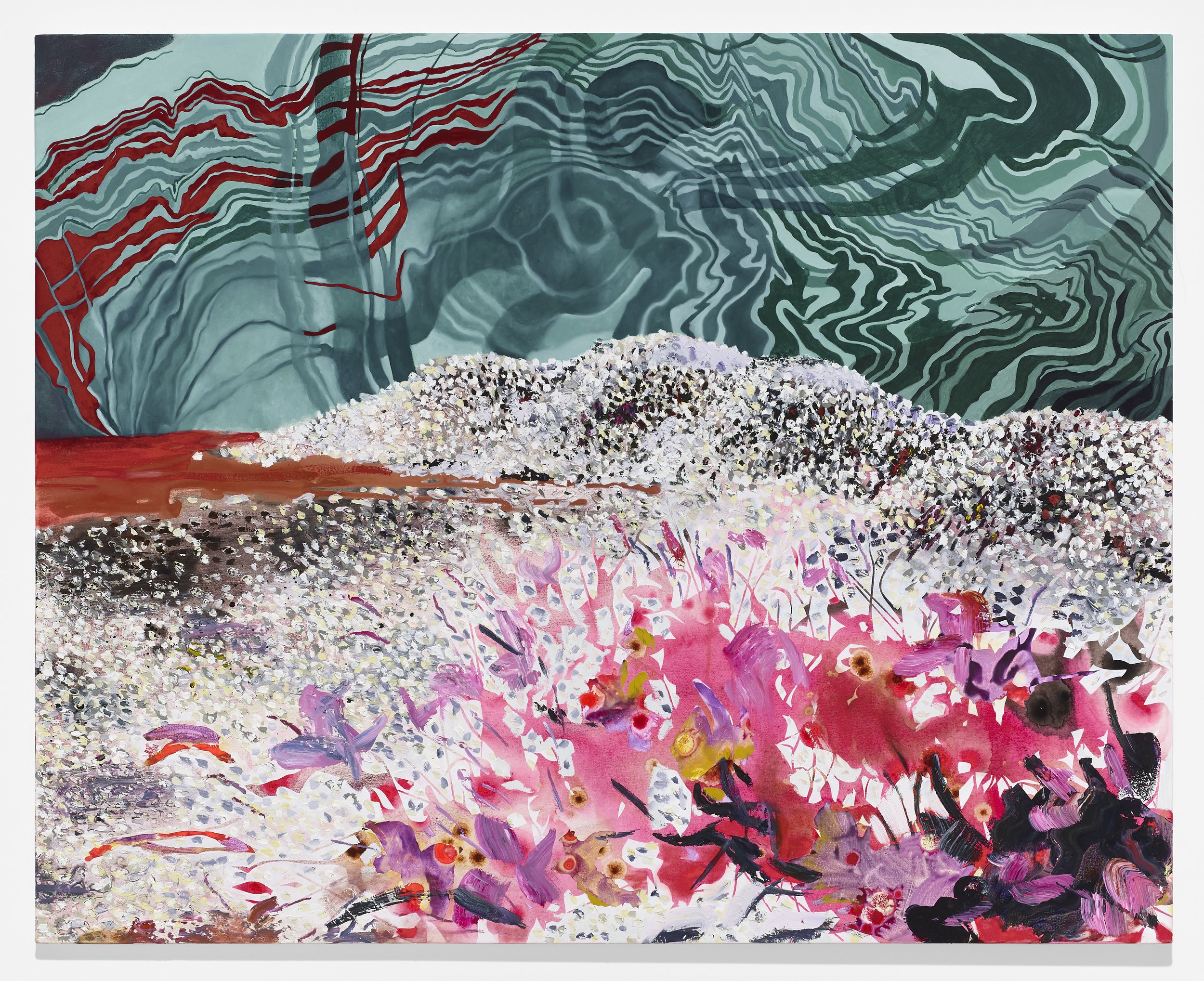   Eva Struble,   Midden,  2022. Acrylic and oil on canvas, 48 x 61 inches.  