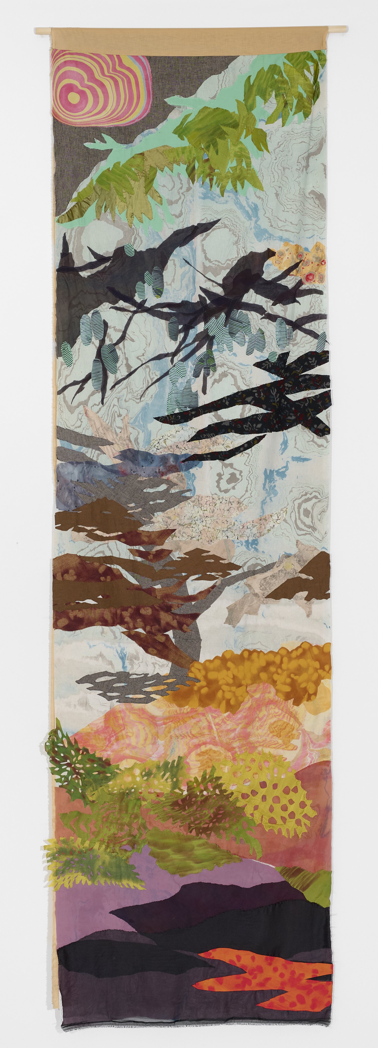   Eva Struble,   Anacortes , 2022. Linen, silk, and acrylic, 144 x 40 in. 