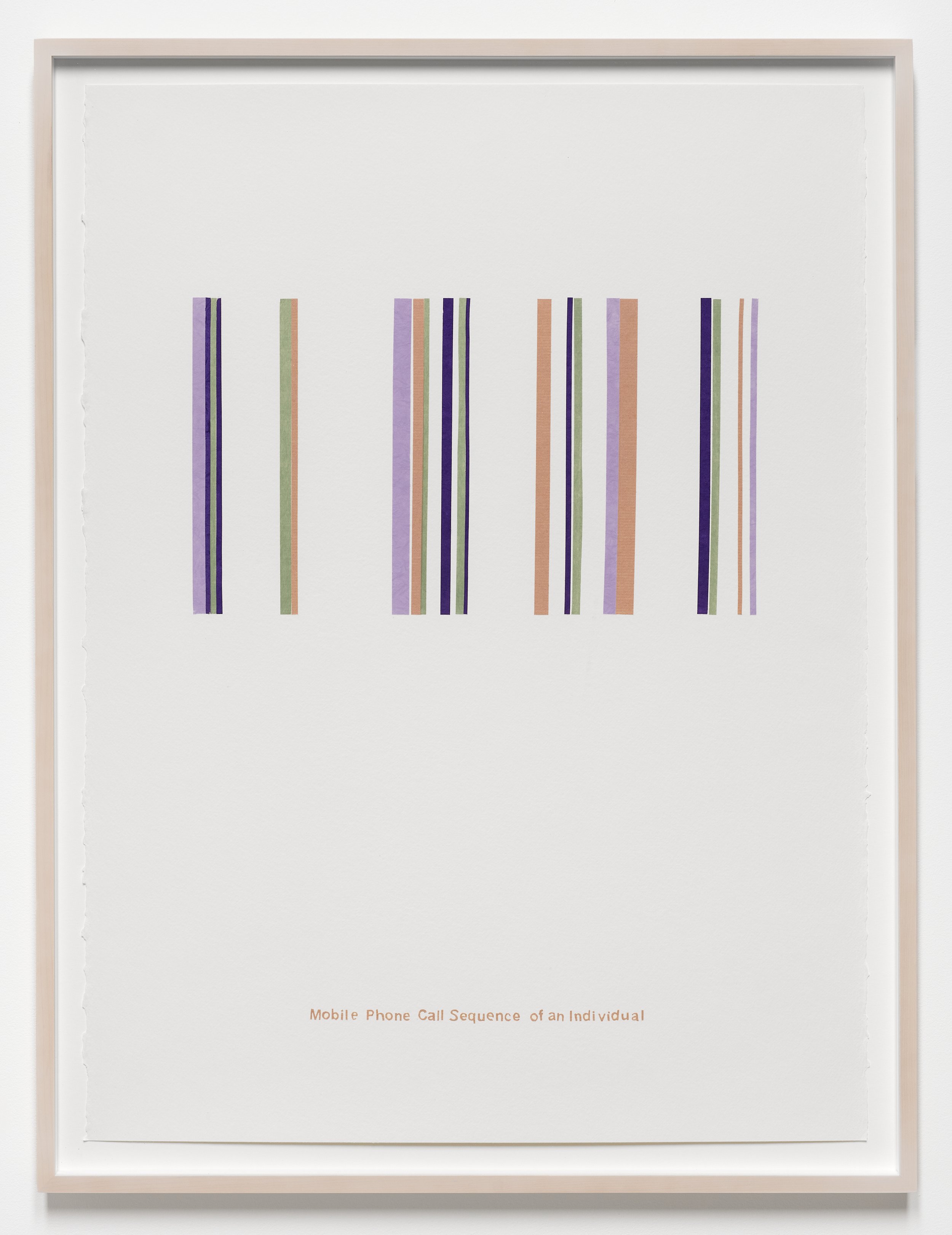   Richard Ibghy &amp; Marilou Lemmens,   Mobile Phone Call Sequence of an Individual , 2022. Colored paper, glue, ink on paper, 32.75 x 24.75 in (Framed). 