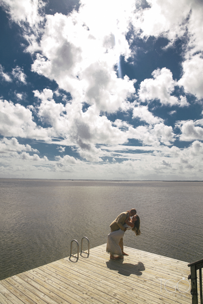 The day after the wedding with blue skies...
