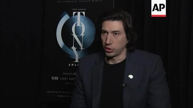 73rd ANNUAL TONY AWARDS poster with ADAM DRIVER starring in ‘Burn This” Photo courtesy of The Associated Press