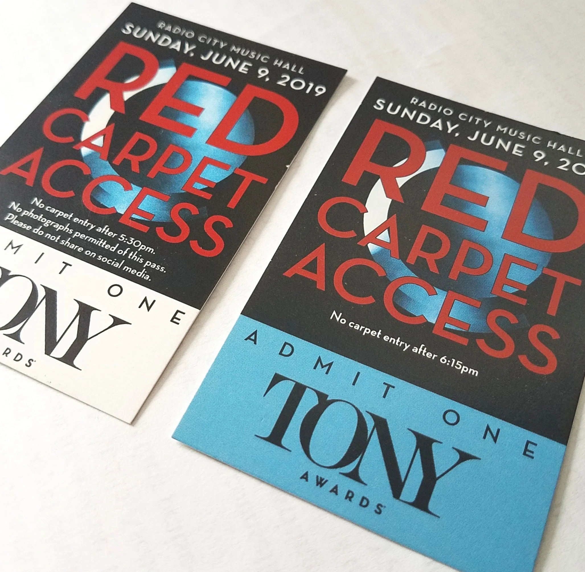 2019 TONY AWARDS RED CARPET ACCESS TICKETS