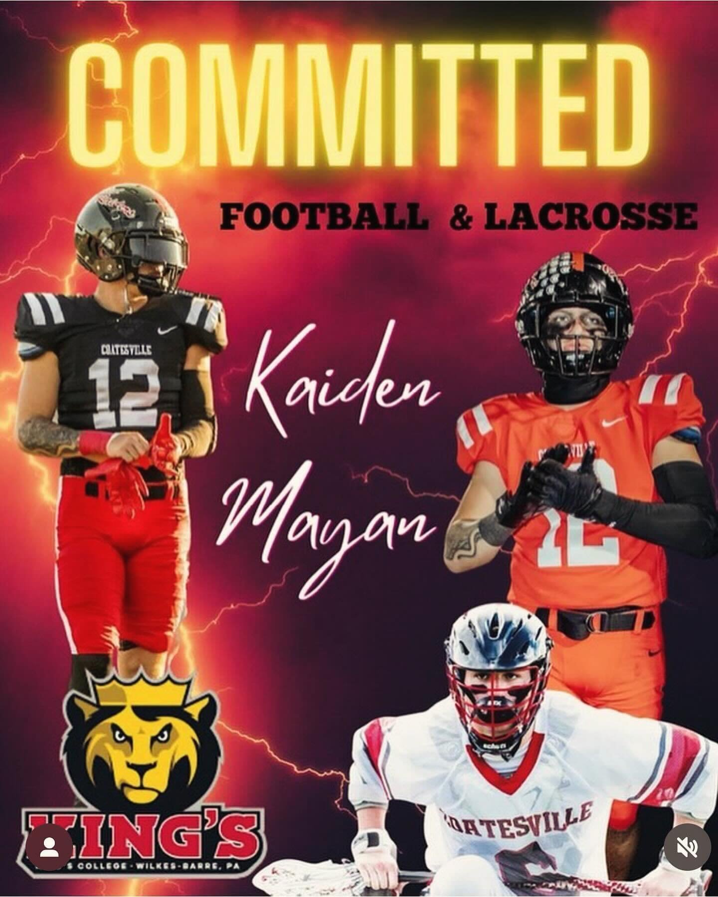 Congratulations #12, Kaiden Mayan! We look forward to your continued success in athletics and academics at King&rsquo;s College.
Go Monarchs!!

@kingscollegefootball