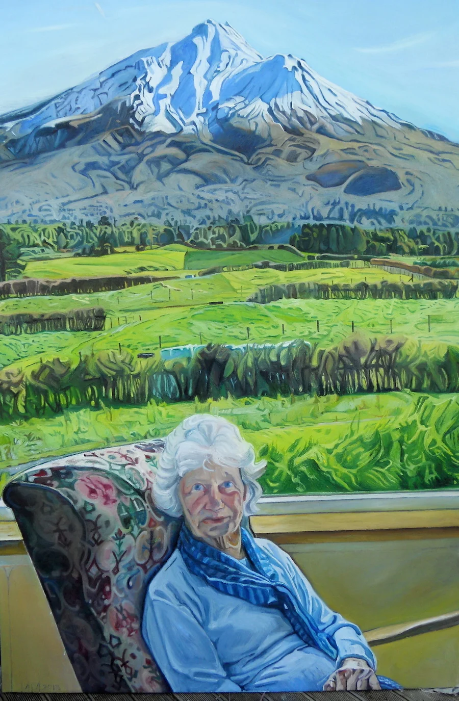 June in front of Taranaki