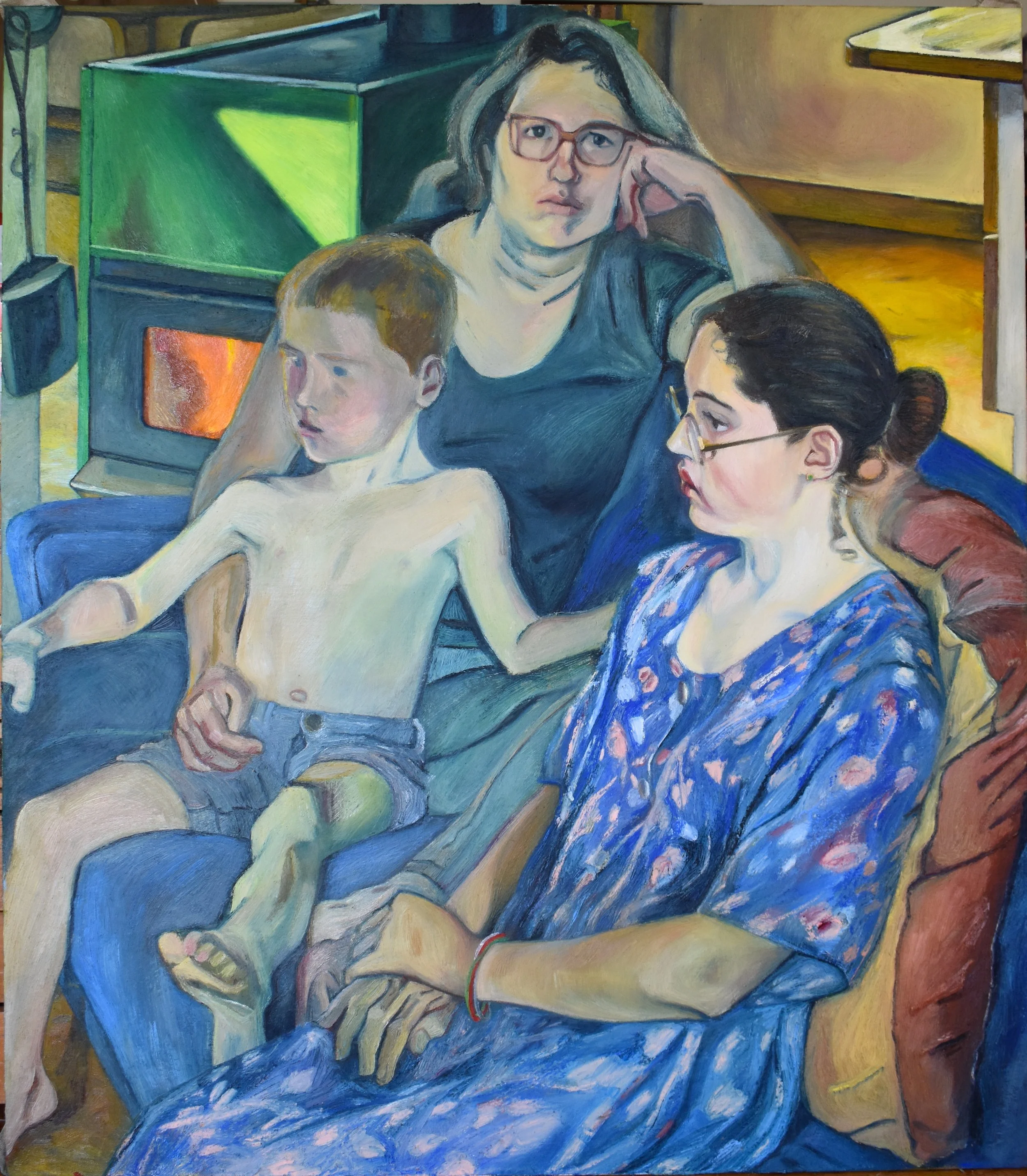 Lucy, Huxley and Charley. OIl on canvas.  2020-24 