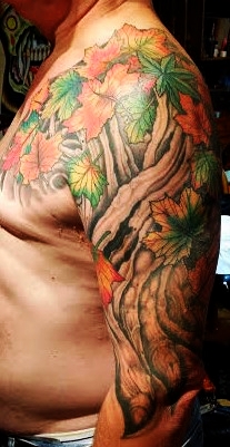 Tree & leaves tattoo by Anthony Filo