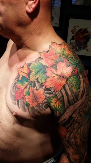 Tree and leaves half sleeve by Anthony Filo