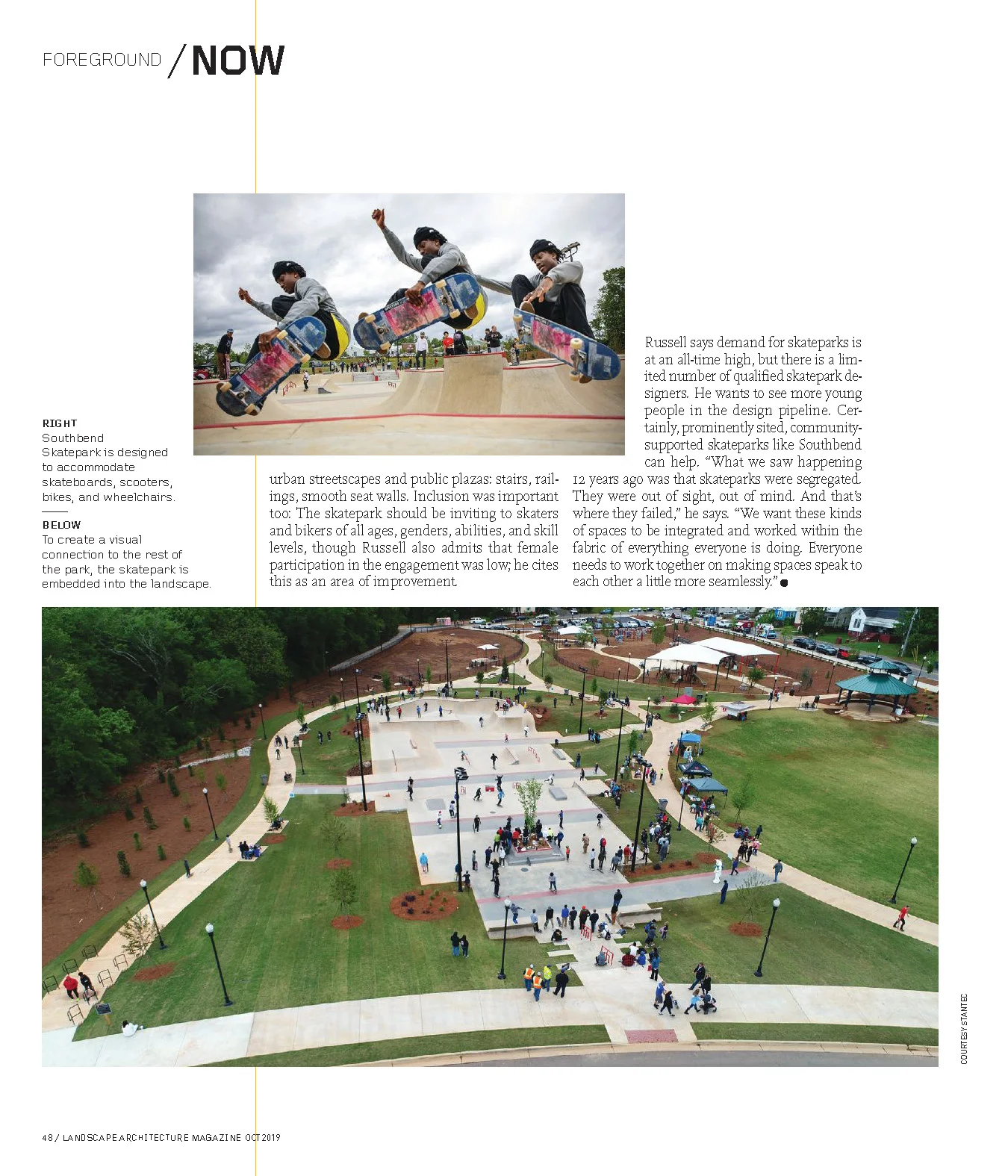 The LaGrange Skatepark article featured in Landscape architecture Magazine October 2019