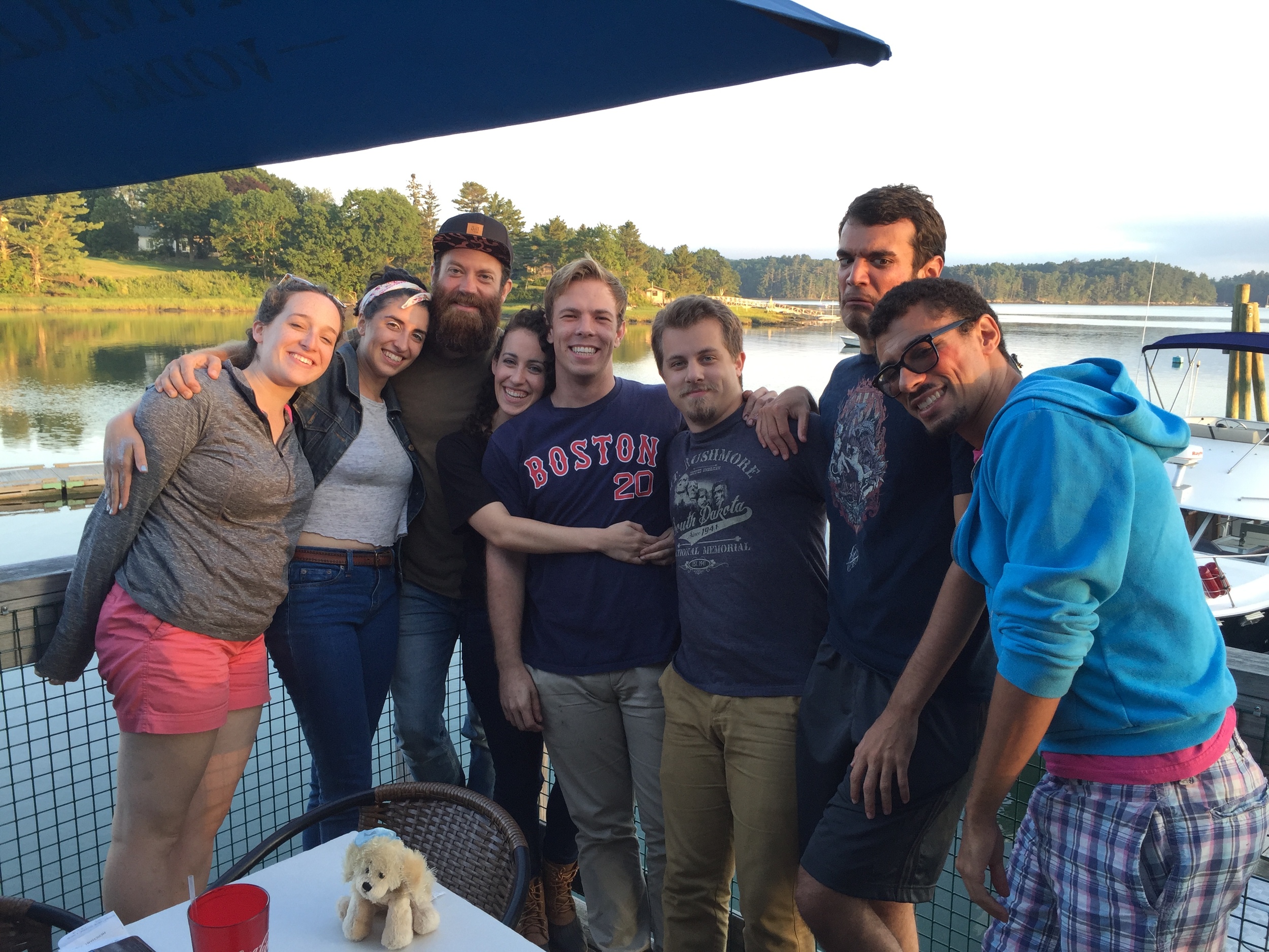 (Some of) the cast of The Tempest at Schooner's in New Castle, ME. (From left to right: Diana Jurand, Helena Fahri, Steven Shema, Deirdre Manning, Patrick Sylvester, Vincent Hannam, Jason Osorio, Jahmeel Powers)