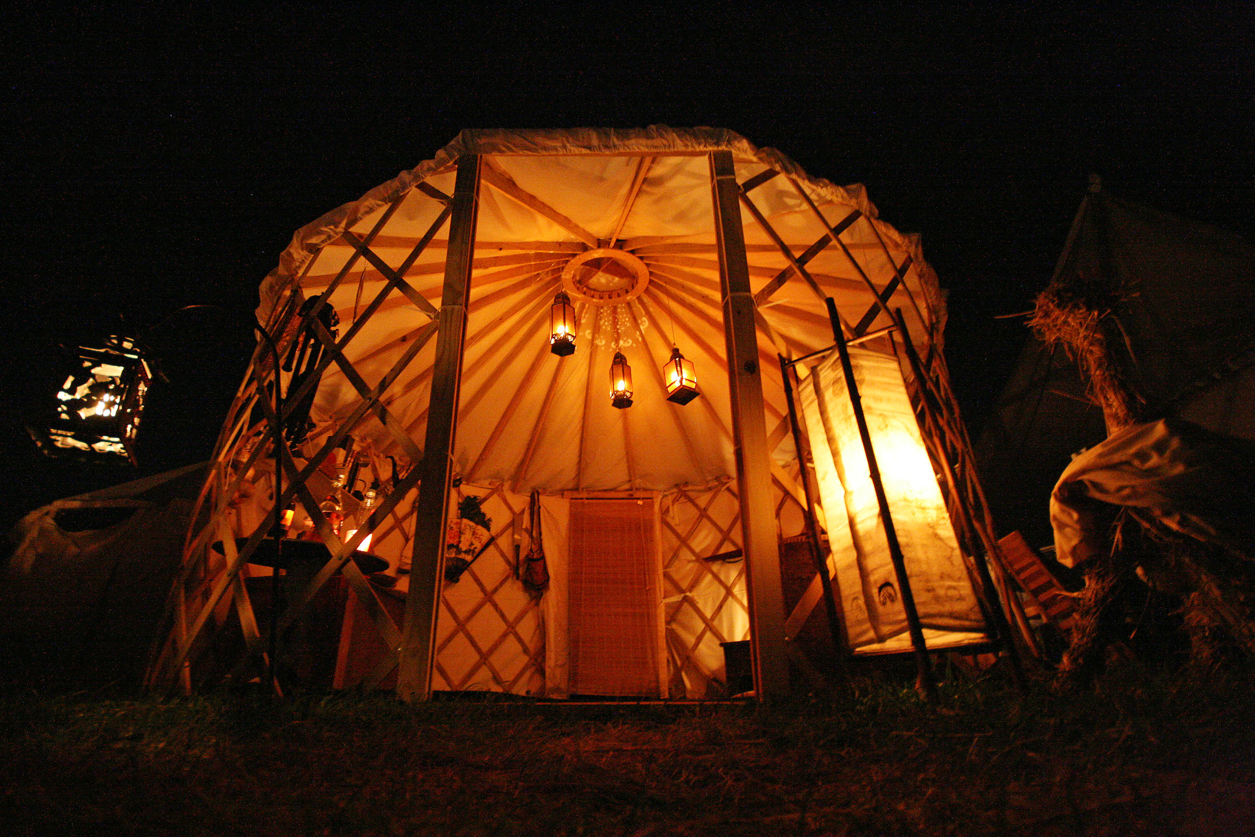 Yurt at night