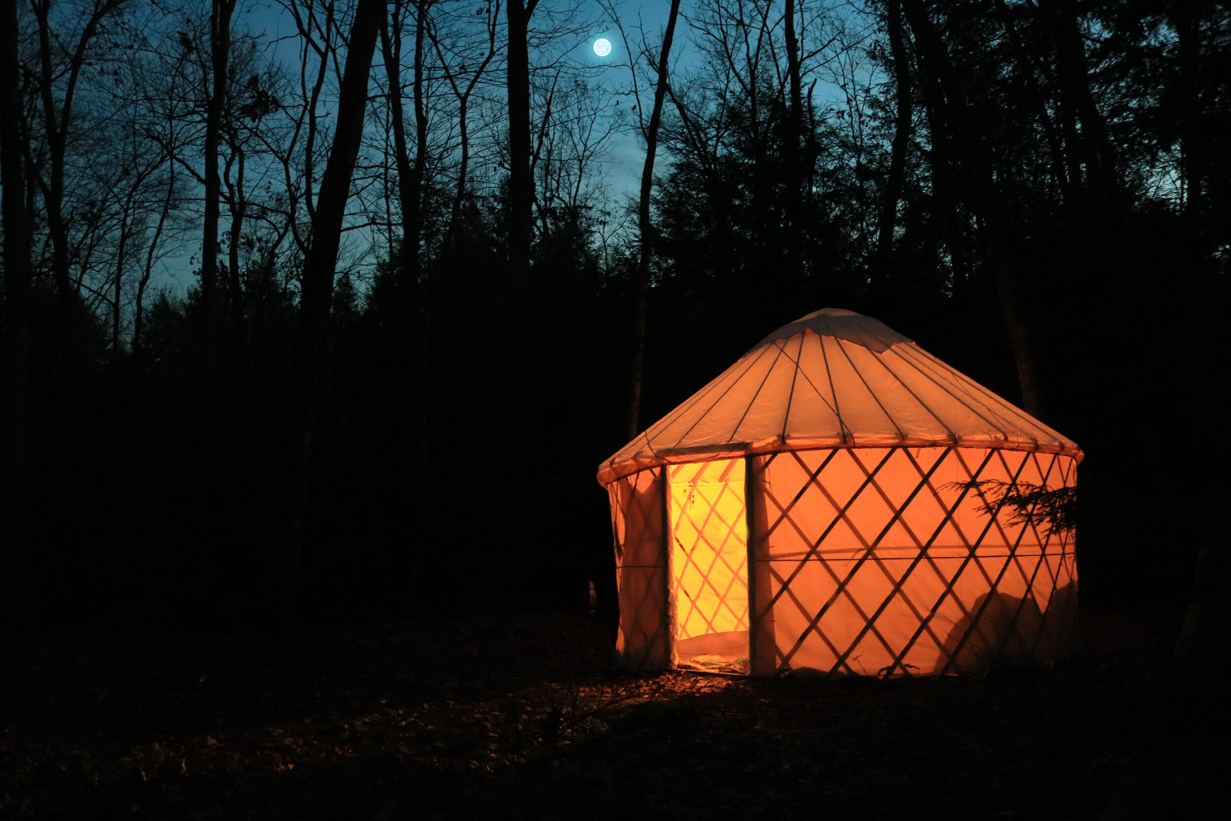 Camping yurt at dusk