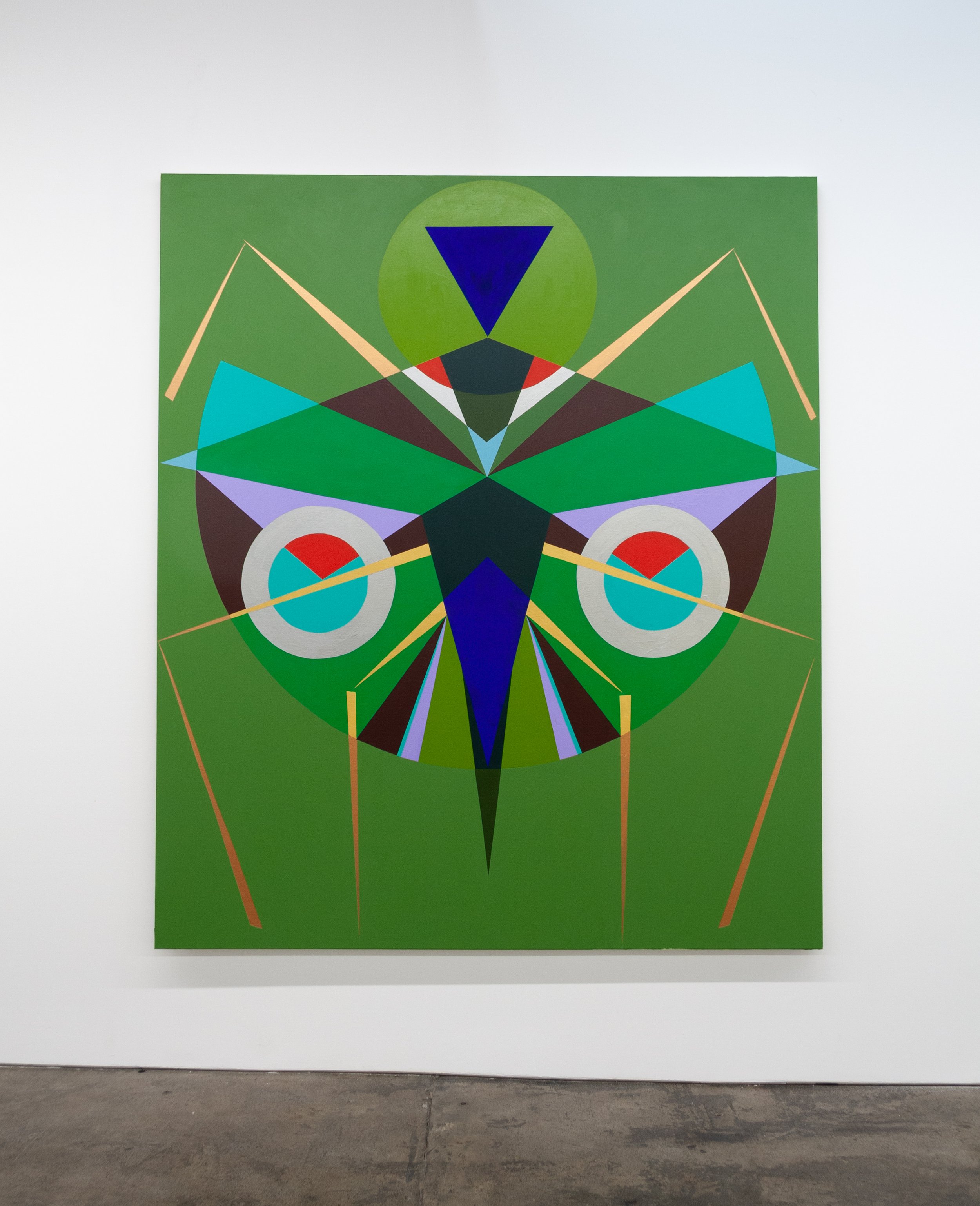 Mikala Dwyer, A Stickbug, 2022, acrylic on canvas, 213 x 183 cm | A Sun, A Flower, A Bee, 1301SW, Melbourne