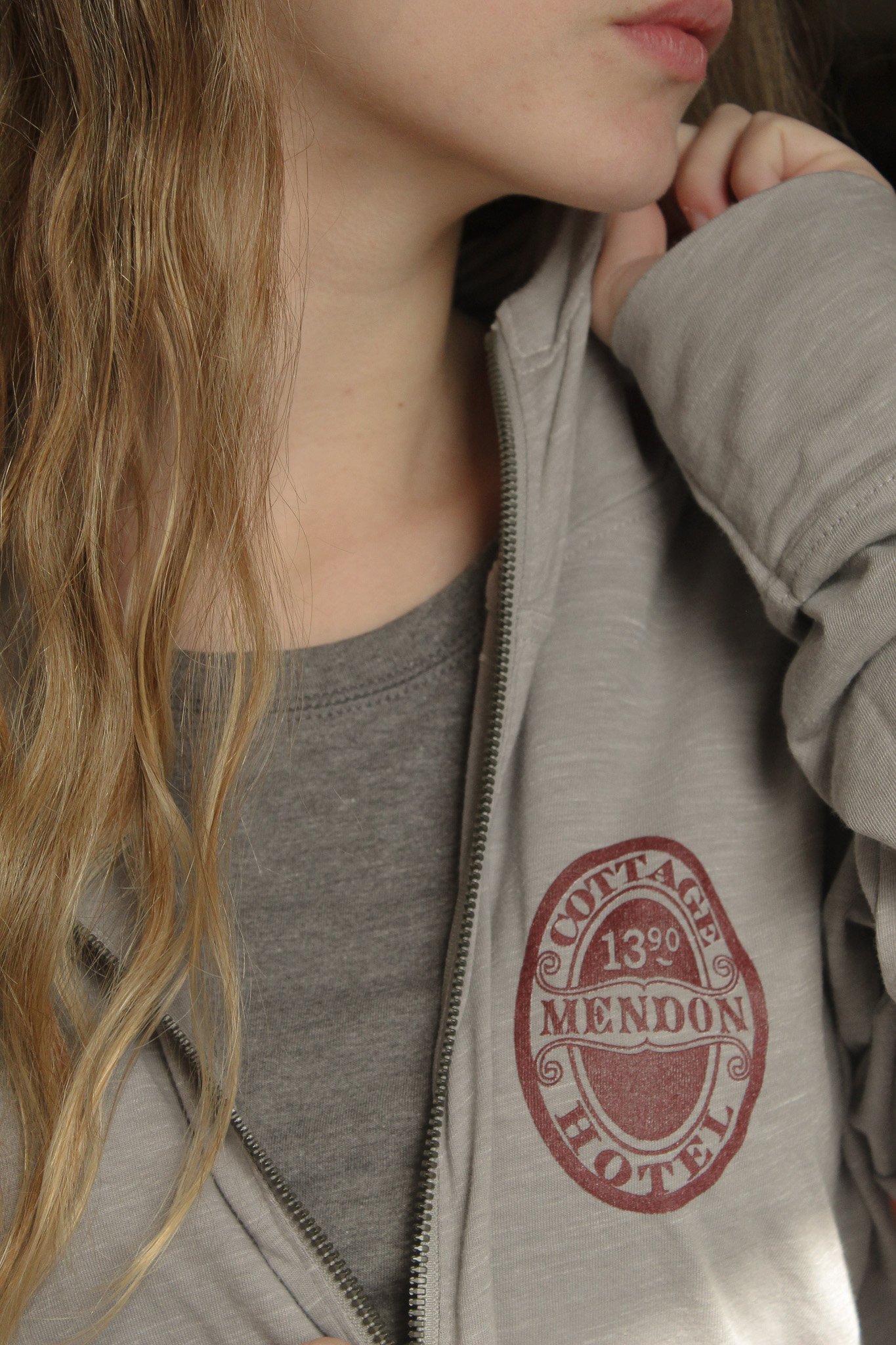 Cottage Hotel of Mendon Gray Hoodie Up Close Merch Mendon NY.jpg