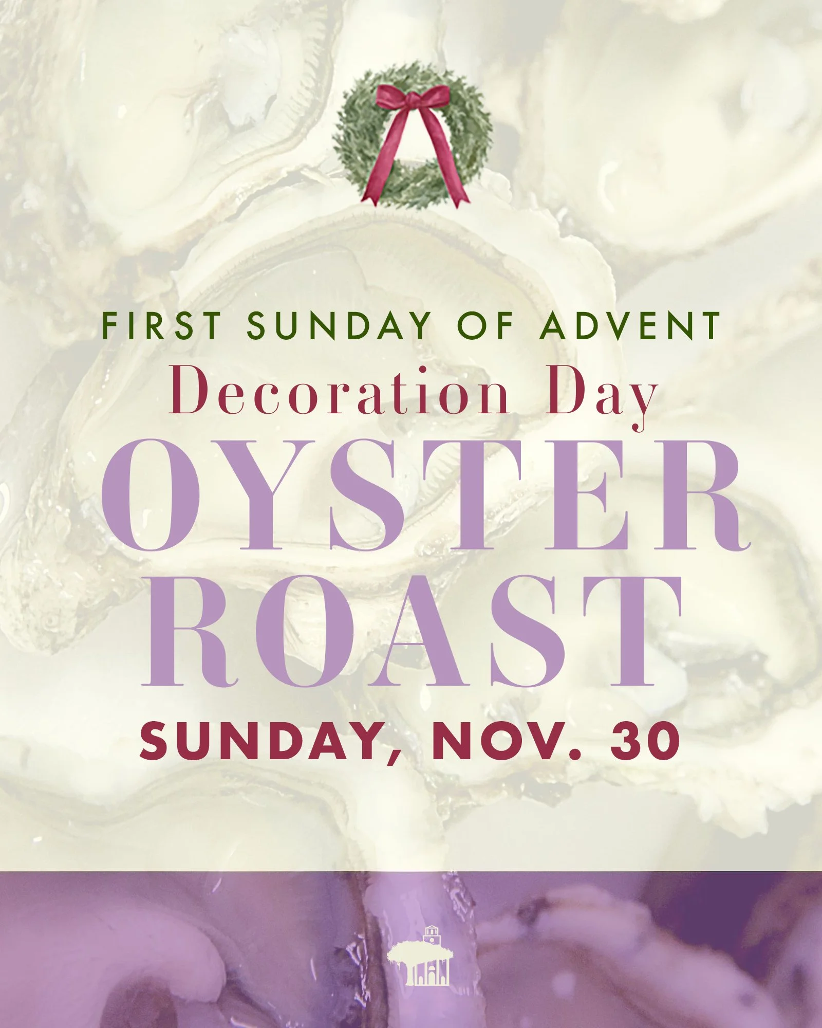 Worship this Sunday will be followed by fellowship ushering in the Advent season. Stay after church to decorate the tree and sanctuary and enjoy time together and an oyster roast in the park.