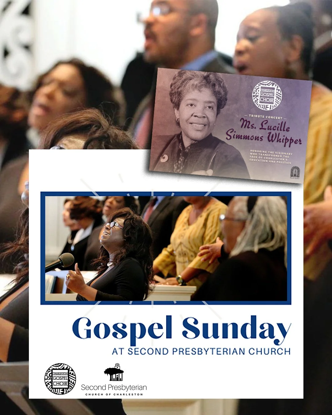 We are excited to have @charlestongospelchoirsc join us in worship this Sunday at 10:30 a.m. CGC is in residence here at Second Presbyterian Church, and we look forward to their upcoming Piccolo Spoleto concert honoring Lucille Simmons Whipper in our