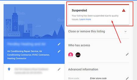 Google My Business Suspension