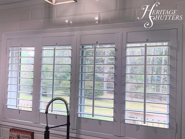 If you find yourself wondering how to work around a large faucet, bifold shutters might be the answer! #interiorshutters #windowtreatments #madeinnc