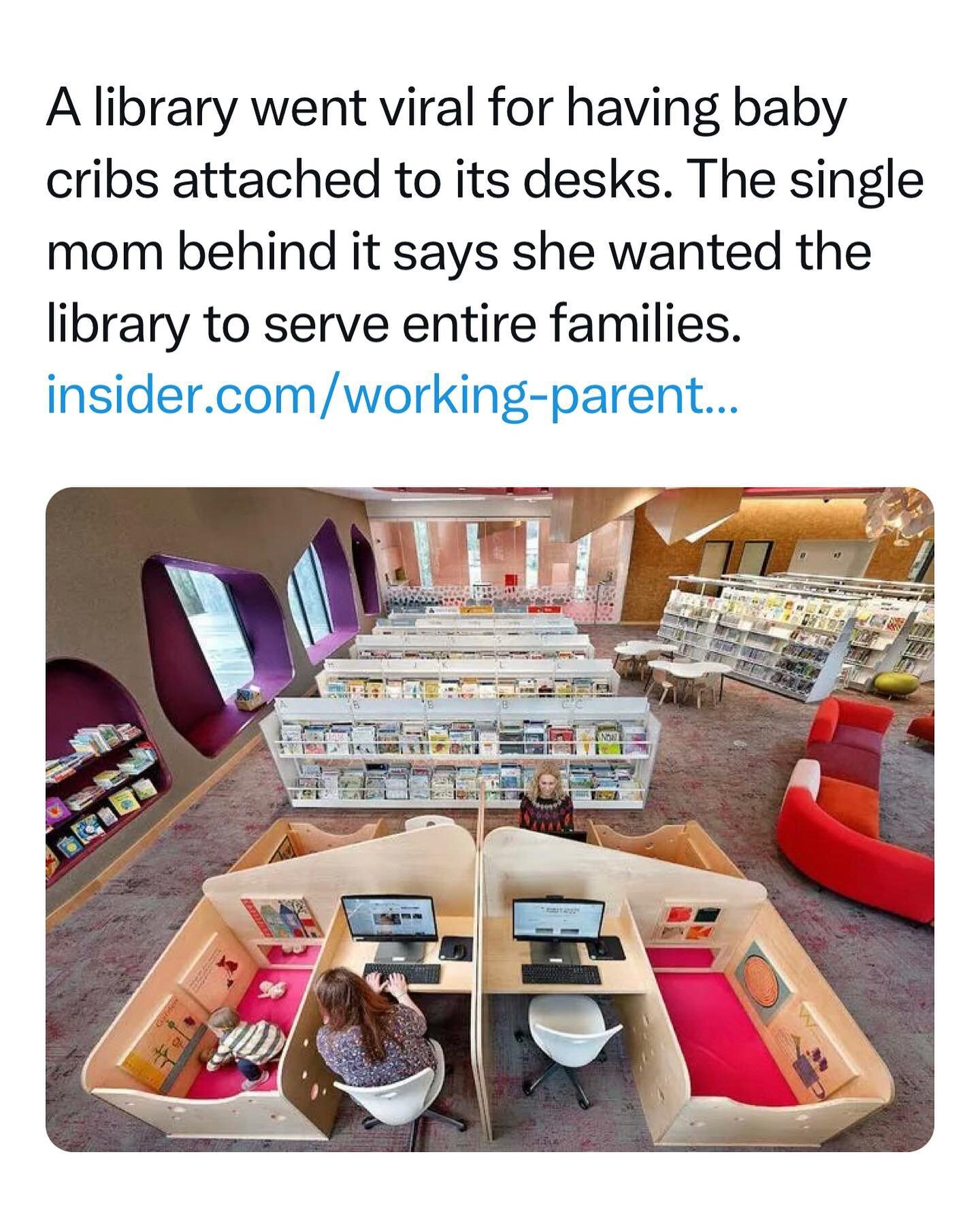 Great #design! Supporting families is a great example of #healthdesign https://www.insider.com/working-parents-viral-desk-librarian-single-mom-2023-3