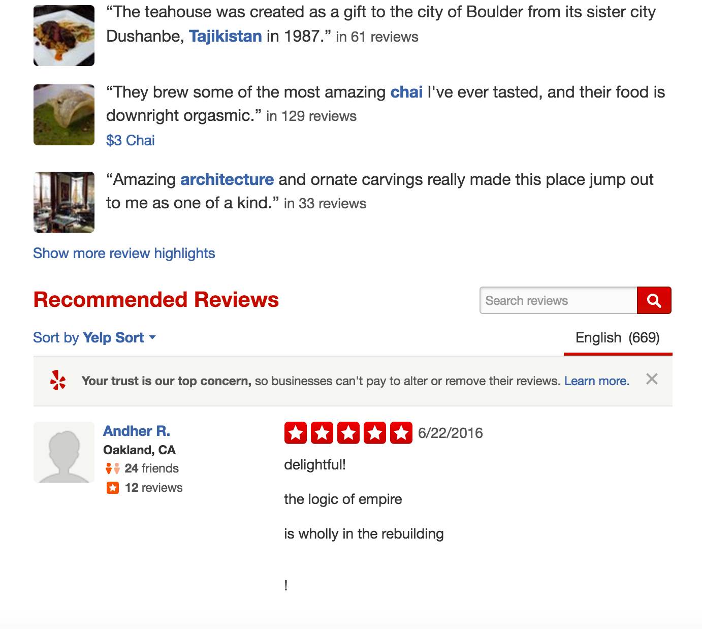 boulder dushanbe teahouse, 5 stars