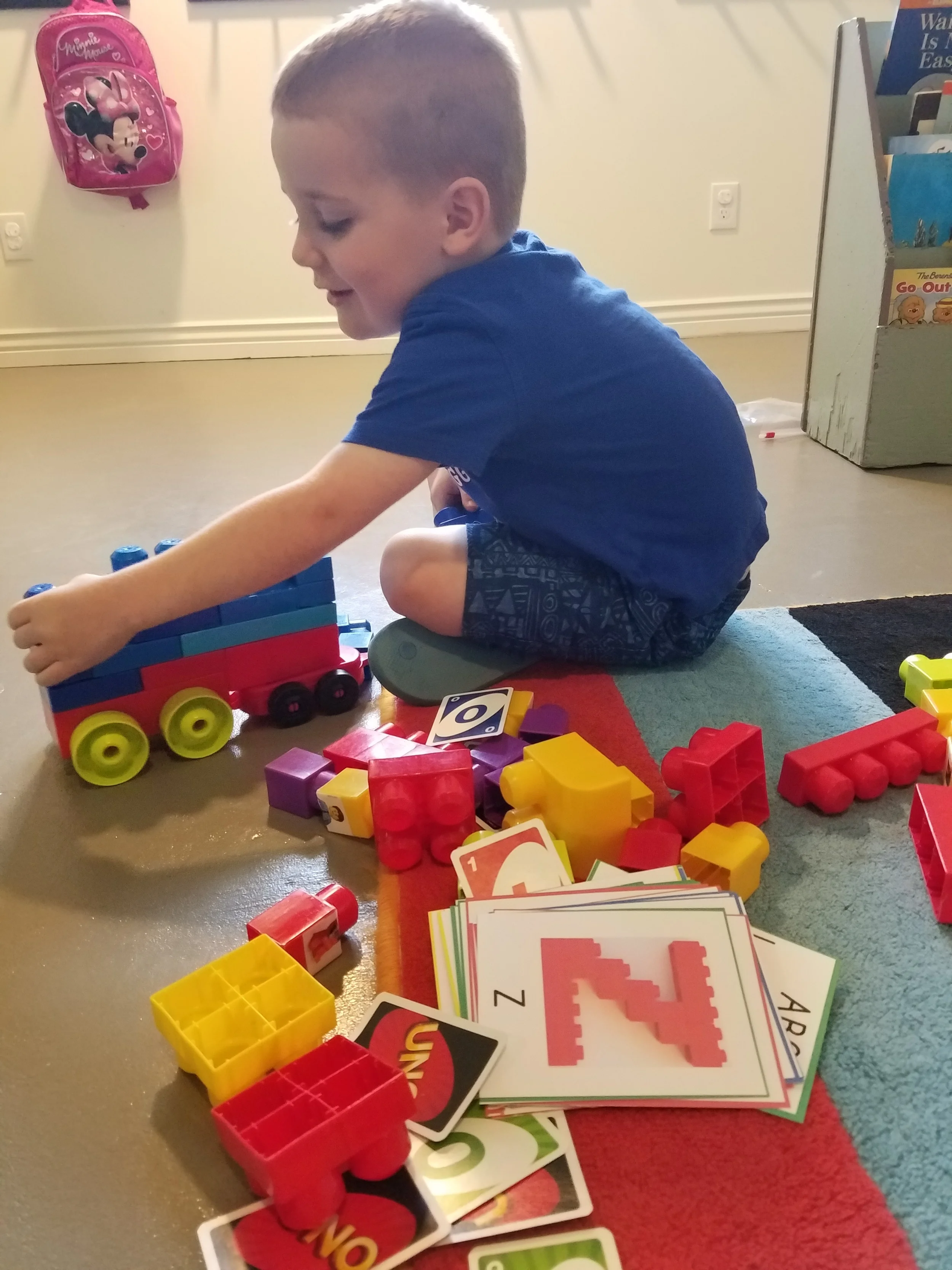 Building letter trians with legos!