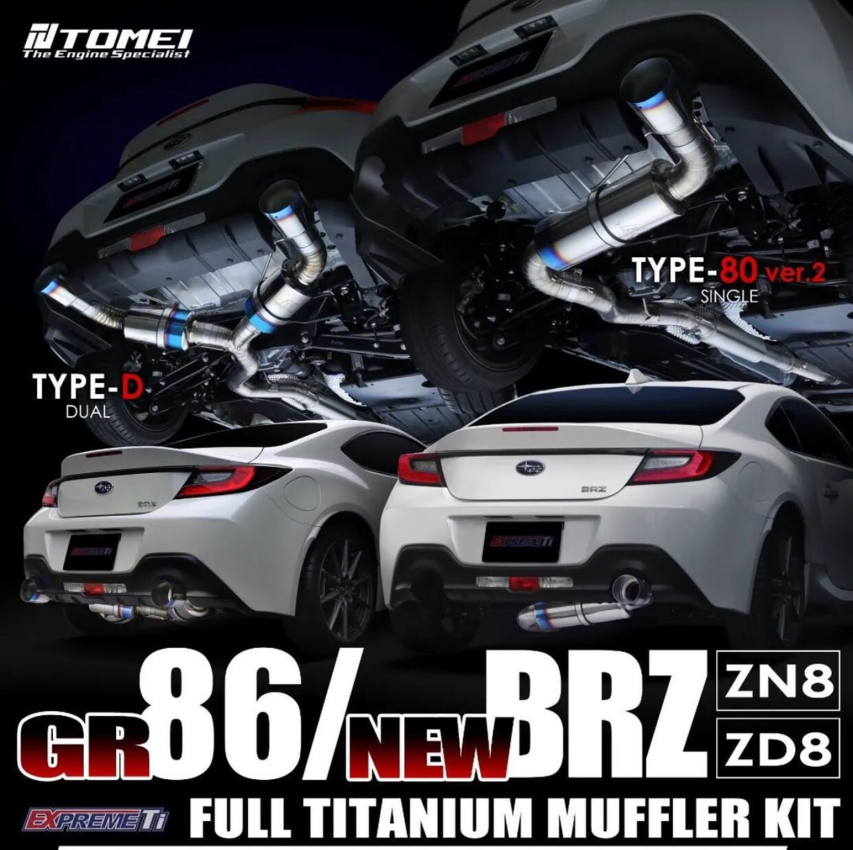 New release from Tomei for 22+ Toyota GR86 / 22+ Subaru BRZ 

🏎 Aftermarket Performance Parts
💰Financing available
📧 info@kenjigarage.com
📲 714-417-2698
🌎 Ship World Wide
💻 www.kenjigarage.com

#scion #subaru #toyota #toyotagr86 #subarubrz #trd