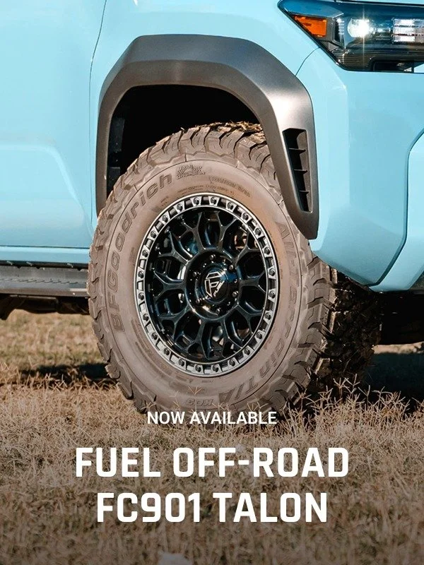 Fuel Talon Wheels Jeep Wrangler / Toyota Tacoma / Chevy Colorado / Ram 1500 / Silverado 1500 / F150

Size Available 
17x8.5 +25 
17x9 +1
20x9 +1 
20x9 +20

Lug Pattern Available 
5x127
6x135
6x139.7

Color Available 
Blackout
Gloss Silver w/Machined 