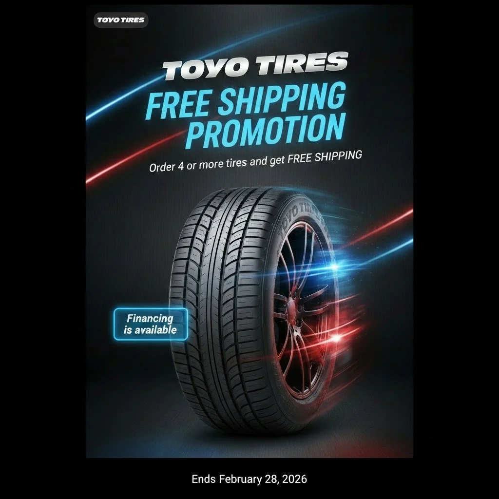 We are having free shipping promotion when order 4 or more tires from Toyo Tires! Hurry this promotion will not last long!

🏎 Aftermarket Performance Parts
💰Financing available
📧 info@kenjigarage.com
📲 714-417-2698
🌎 Ship World Wide
💻 www.kenji