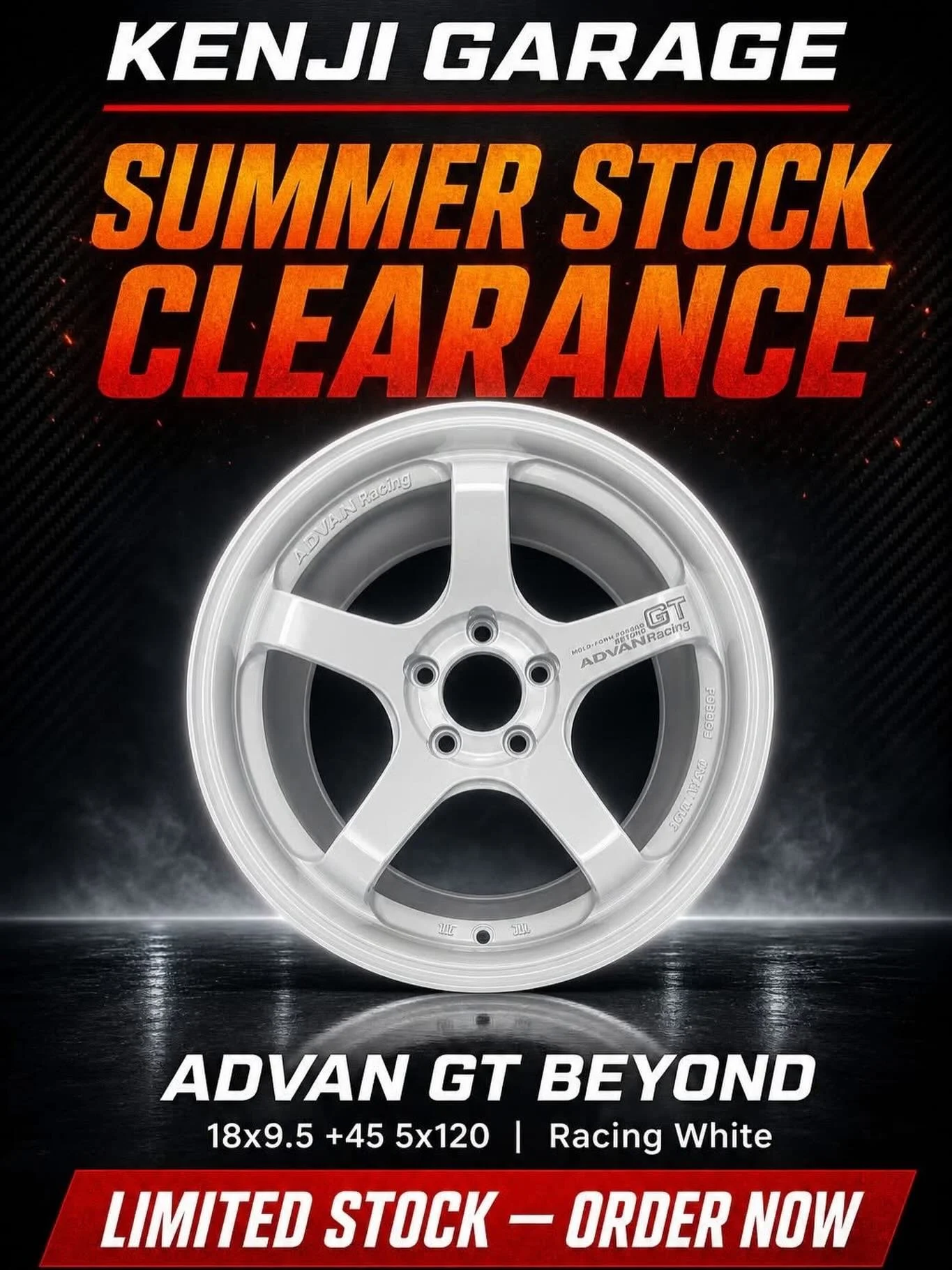 Kenji&rsquo;s Summer Special Advan GT Beyond 18x9.5 +45 5x120 Racing White

Hurry these offers will not last long! While supply last.

Dm us for inquiries 

🏎 Aftermarket Performance Parts
💰Financing available
📧 info@kenjigarage.com
📲 714-417-269