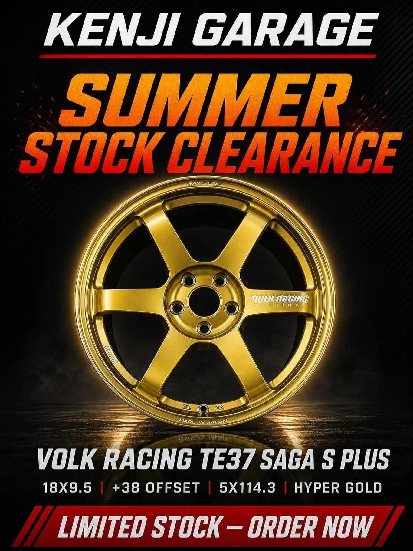 Kenji&rsquo;s Summer Special Volk Racing TE37 Saga S Plus 18x9.5 +38 5x114.3 Hyper Gold 

Hurry these offers will not last long! While supply last.

Dm us for inquiries 

🏎 Aftermarket Performance Parts
💰Financing available
📧 info@kenjigarage.com
