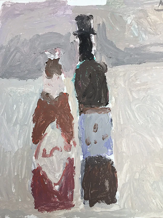 still life with two bottles acrylic on wood 30 x 35 cm 2019