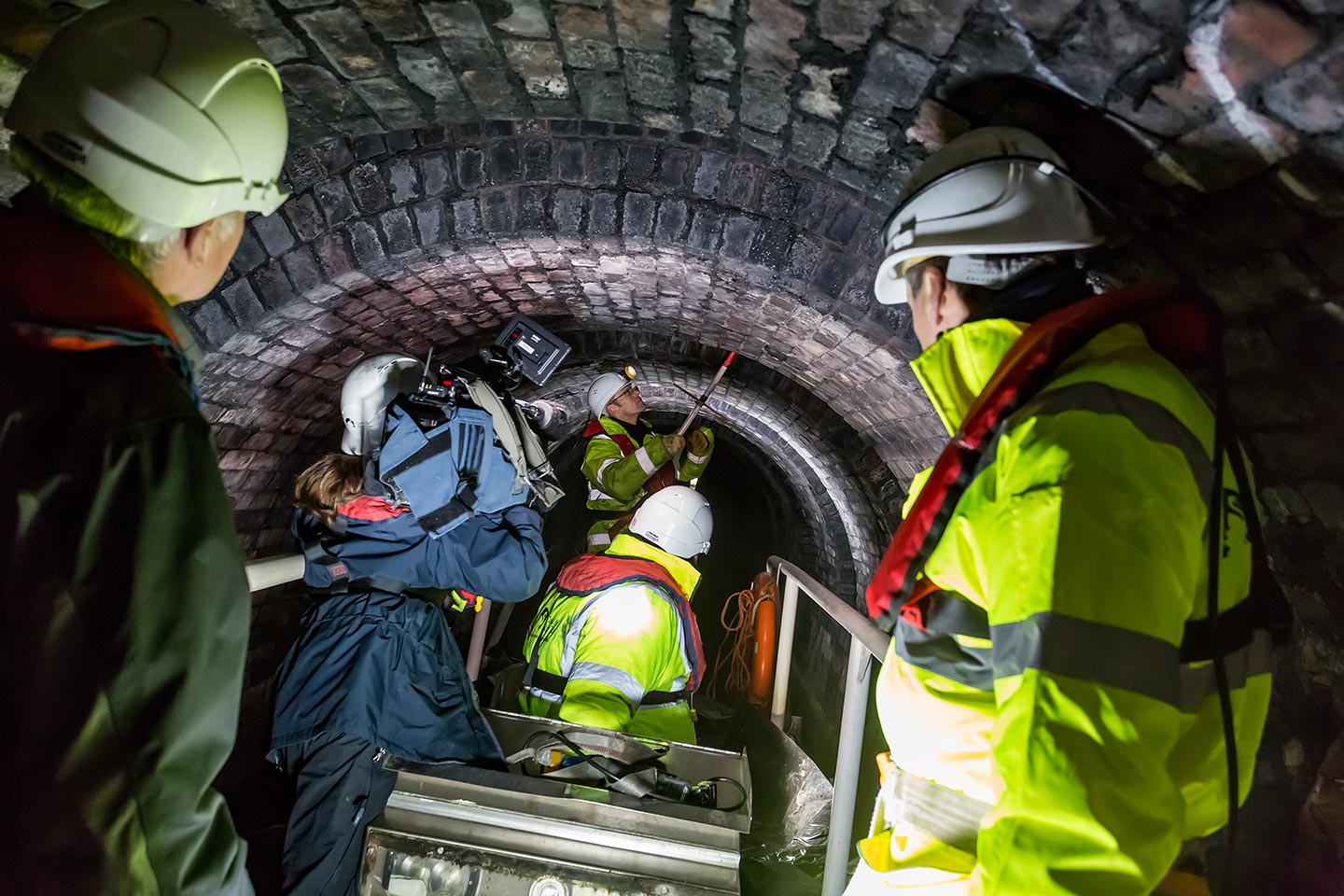 Filming in underground with BBC NORTH.