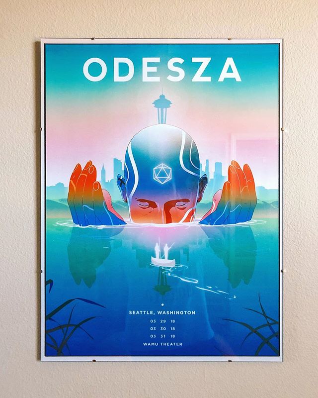 Been looking for one of the @odesza concert posters designed by @victormosquera for a while now (specifically this Seattle one or the Red Rocks one), and finally found it! Beyond stoked to have a beautiful piece of art by two of my favorite artists f