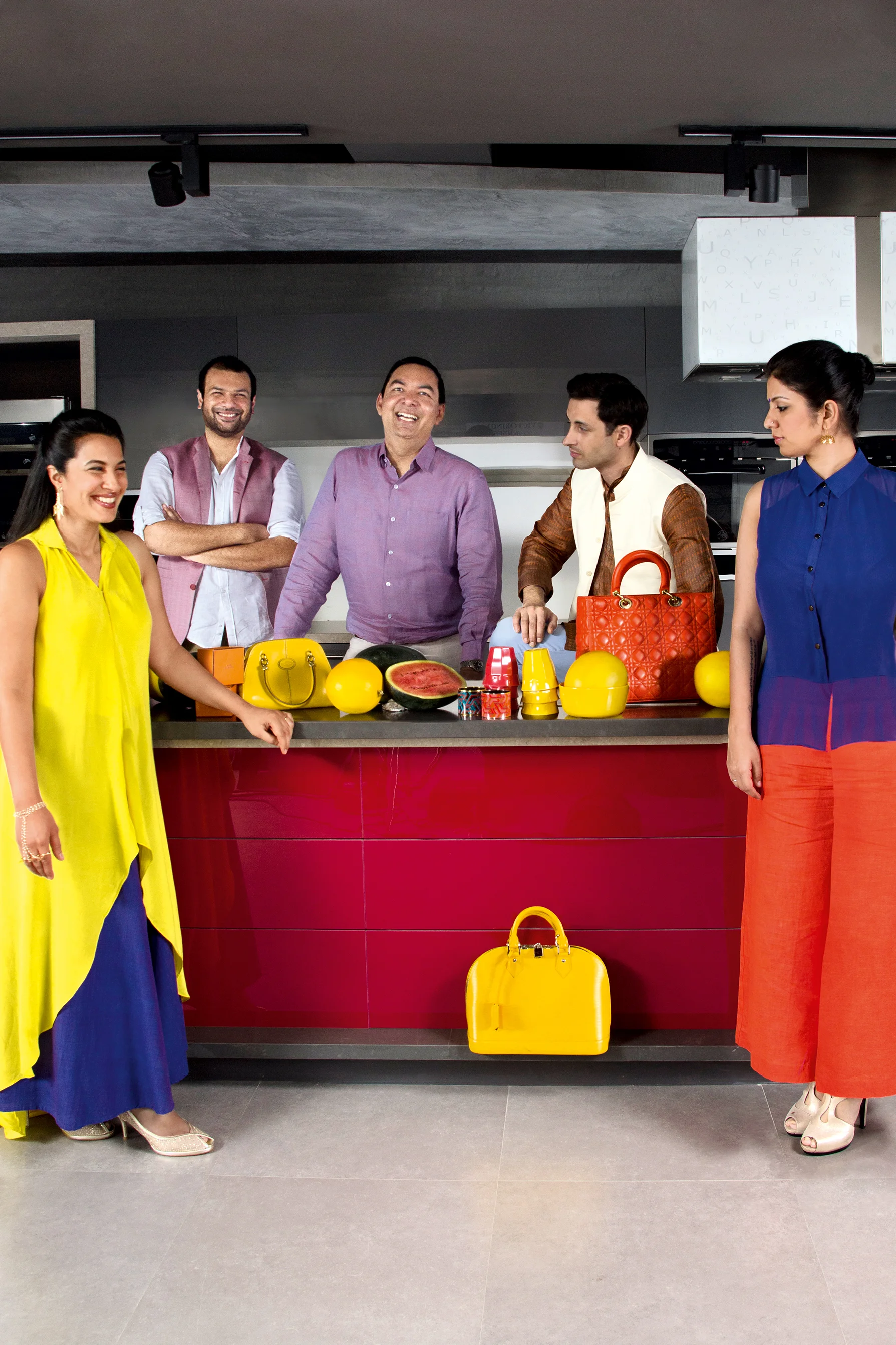 In this picture (L to R) Priya Seth Asquini, Studio Ceramist // Varun Motihar, Interior and Furniture Designer // Kanu Agarwal, Architect // Giandaniele Asquini, Industrial Designer // Kriti Monga, Design Consultant